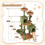  - Multi - level Cactus Cat Tree with Scratching Posts Ladder Double Condos and Toys Bed - Outdoor Style Company