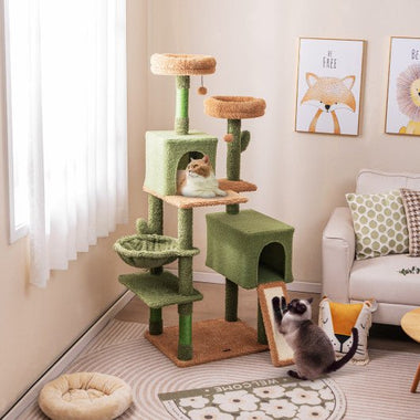  - Multi - level Cactus Cat Tree with Scratching Posts Ladder Double Condos and Toys Bed - Outdoor Style Company