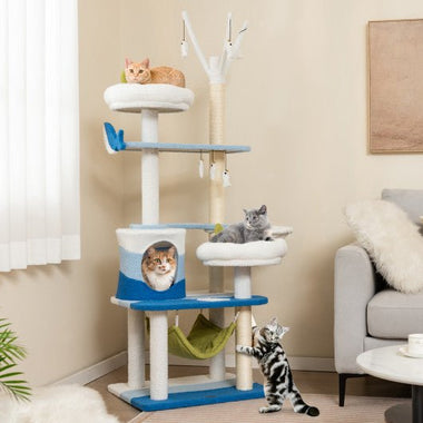  - Multi - level Cat Tower with Sisal Covered Scratching Posts - Outdoor Style Company