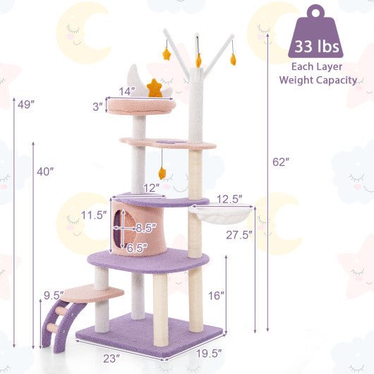  - Multi - level Cat Tower with Sisal Covered Scratching Posts - Outdoor Style Company