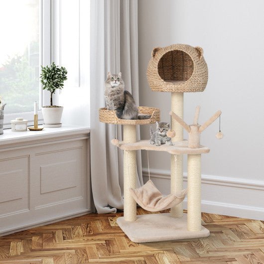  - Multi - Level Cat Tree with Condo Hammock and Rotatable Hanging Balls - Outdoor Style Company