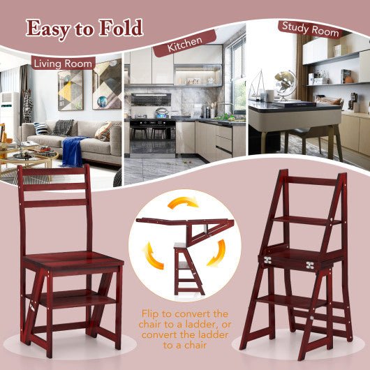  - Multifunctional 3 - in - 1 Ladder Chair Display Plant Stand for Library Kitchen Office - Outdoor Style Company