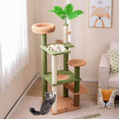  - Multilevel Cat Tree with Scratching Posts and Rope Plush Perch Toy Bed - Outdoor Style Company