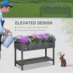 Outsunny Wooden Raised Garden Bed, Elevated Planter Box Stand with 8 Slots and Open Shelf, Dark Grey