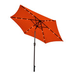 9 Feet Solar LED Lighted Patio Market Umbrella Tilt Adjustment Crank Lift-Orange