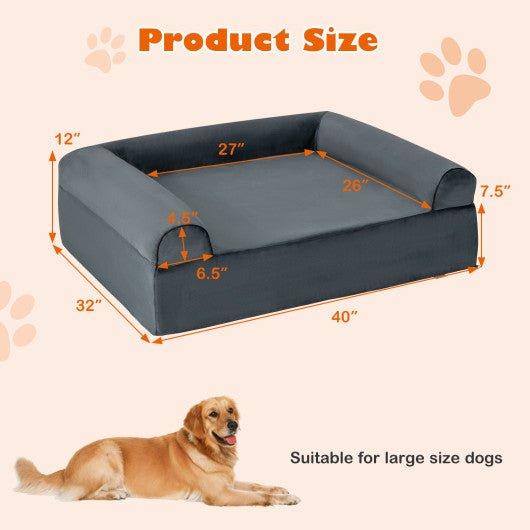  - Orthopedic Dog Bed Memory Foam Pet Bed with Headrest for Large Dogs - Outdoor Style Company