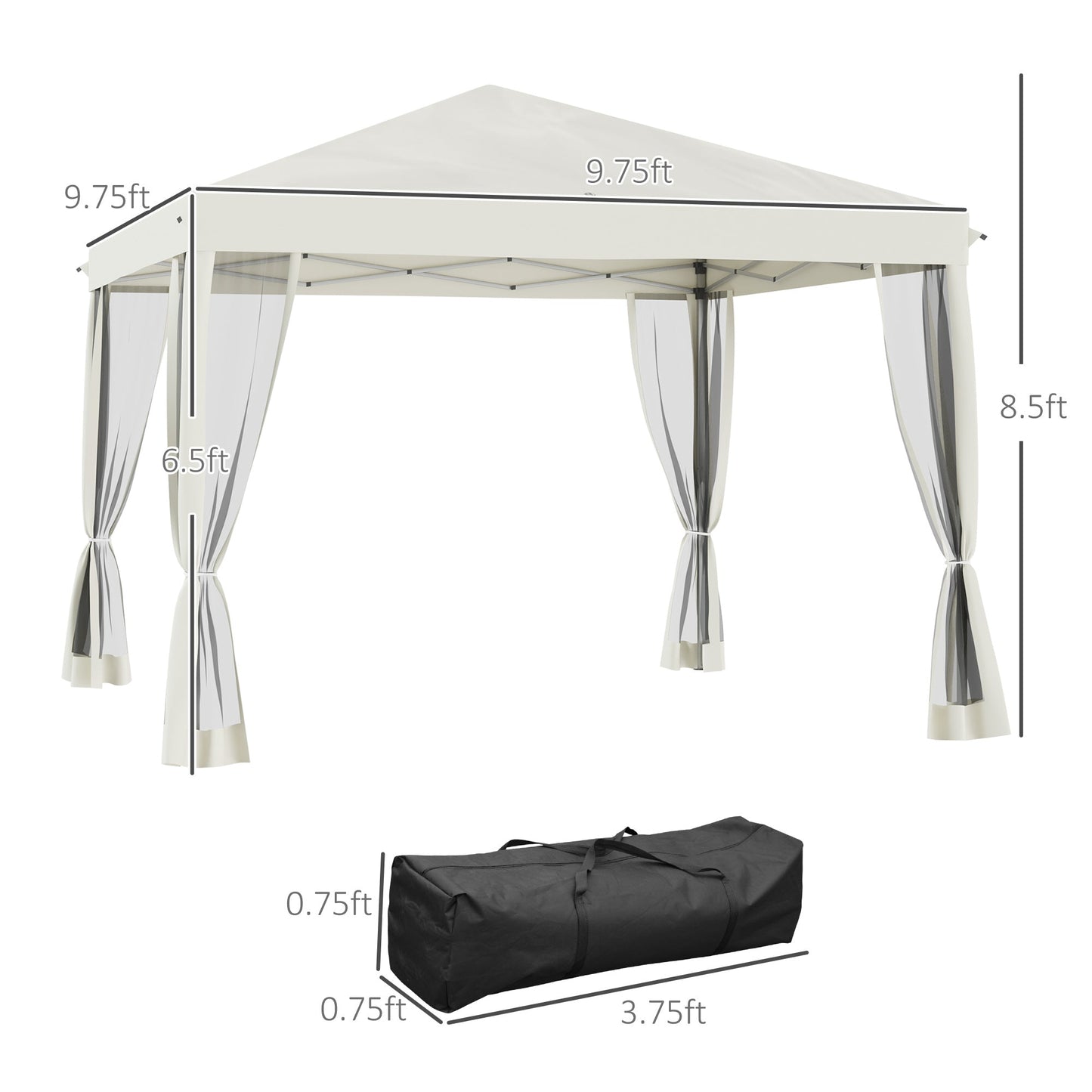 '-Outdoor 10' x 10' Canopy Outdoor Pop-Up Tent with Sidewalls, Instant Setup, 4 Mesh Walls for Party, Events, Beige - Outdoor Style Company