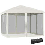 '-Outdoor 10' x 10' Canopy Outdoor Pop-Up Tent with Sidewalls, Instant Setup, 4 Mesh Walls for Party, Events, Beige - Outdoor Style Company