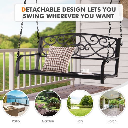  - Outdoor 2 - Person Metal Porch Swing Chair with Chains - Outdoor Style Company