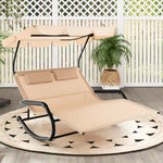  - Outdoor 2 Persons Rocking Chaise Lounge with Canopy and Wheels - Outdoor Style Company