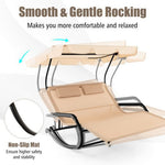  - Outdoor 2 Persons Rocking Chaise Lounge with Canopy and Wheels - Outdoor Style Company