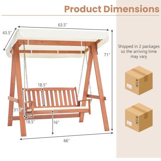  - Outdoor 2 - Seat Swing Bench w/ith A Frame and Sturdy Metal Hanging Chainsx - Outdoor Style Company