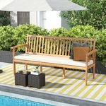  - Outdoor 3 - Seat Wood Bench with Seat Cushion and Slatted Seat - Outdoor Style Company