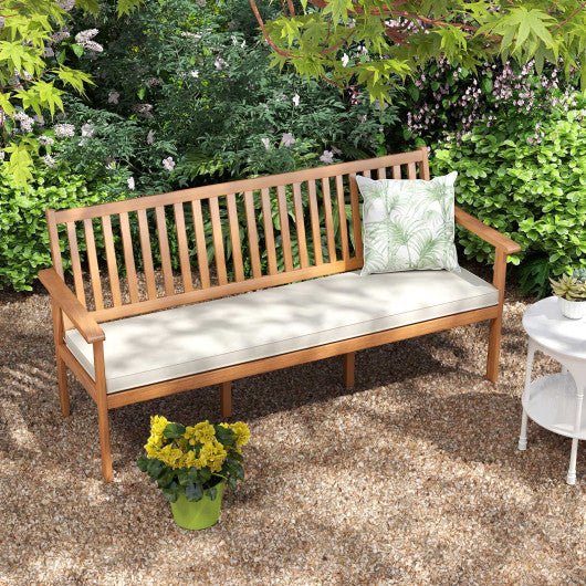  - Outdoor 3 - Seat Wood Bench with Seat Cushion and Slatted Seat - Outdoor Style Company