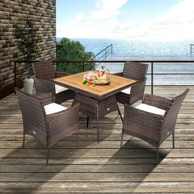  - Outdoor 5 Pieces Dining Table Set with 1 Table and 4 Single Sofas - Outdoor Style Company