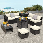  - Outdoor 9 Pieces Patio Furniture Set with 50 000 BTU Propane Fire Pit Table - Outdoor Style Company