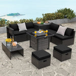  - Outdoor 9 Pieces Patio Furniture Set with 50 000 BTU Propane Fire Pit Table - Outdoor Style Company