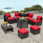  - Outdoor 9 Pieces Patio Furniture Set with 50 000 BTU Propane Fire Pit Table - Outdoor Style Company