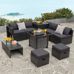  - Outdoor 9 Pieces Patio Furniture Set with 50 000 BTU Propane Fire Pit Table - Outdoor Style Company