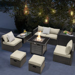  - Outdoor 9 Pieces Patio Furniture Set with 50 000 BTU Propane Fire Pit Table - Outdoor Style Company