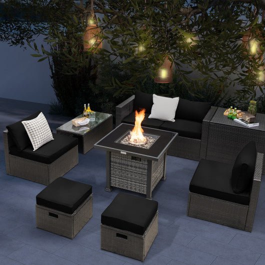  - Outdoor 9 Pieces Patio Furniture Set with 50 000 BTU Propane Fire Pit Table - Outdoor Style Company