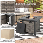  - Outdoor 9 Pieces Patio Furniture Set with 50 000 BTU Propane Fire Pit Table - Black - Outdoor Style Company