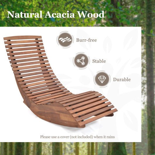  - Outdoor Acacia Wood Rocking Chair with Widened Slatted Seat and High Back - Outdoor Style Company