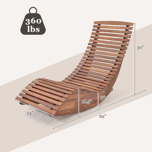  - Outdoor Acacia Wood Rocking Chair with Widened Slatted Seat and High Back - Outdoor Style Company