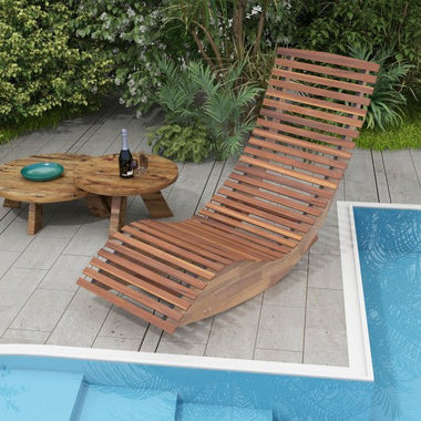  - Outdoor Acacia Wood Rocking Chair with Widened Slatted Seat and High Back - Outdoor Style Company