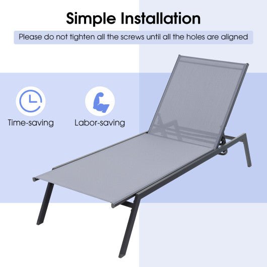  - Outdoor Adjustable Chaise Lounge Chair with Lay Flat Position and Quick - Drying Fabric - Outdoor Style Company