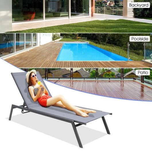  - Outdoor Adjustable Chaise Lounge Chair with Lay Flat Position and Quick - Drying Fabric - Outdoor Style Company