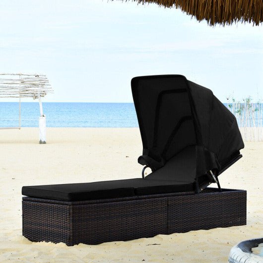  - Outdoor Adjustable Cushioned Chaise Lounge Chair with Folding Canopy - Outdoor Style Company