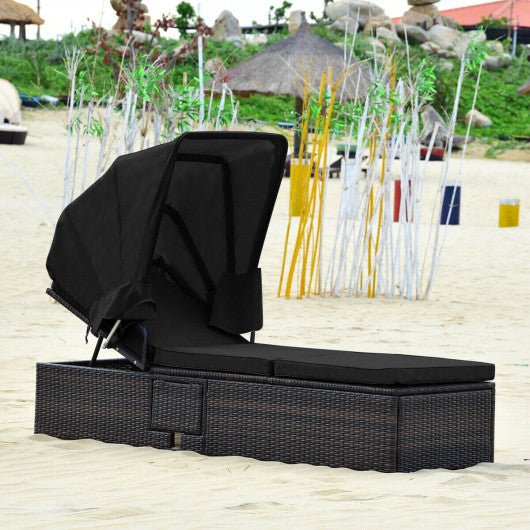  - Outdoor Adjustable Cushioned Chaise Lounge Chair with Folding Canopy - Outdoor Style Company