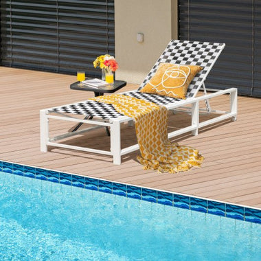  - Outdoor Adjustable Patio Chaise Lounge Chair with Wheels and Sturdy Metal Frame - Outdoor Style Company