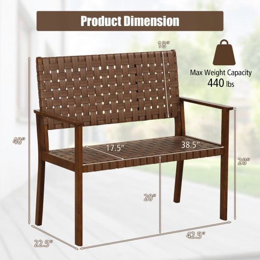  - Outdoor All Weather Bench with Solid Rubber Wood Frame and Hand Woven PU Leather - Outdoor Style Company