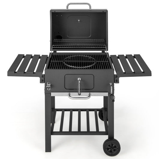  - Outdoor BBQ Charcoal Grill with 2 Foldable Side Table and Wheels - Outdoor Style Company