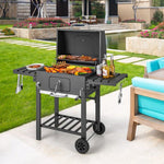  - Outdoor BBQ Charcoal Grill with 2 Foldable Side Table and Wheels - Outdoor Style Company