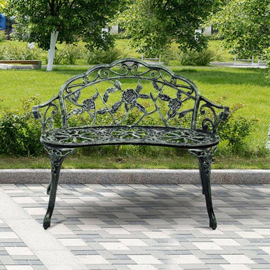  - Outdoor Cast Aluminum Patio Bench Antique Rose - Outdoor Style Company