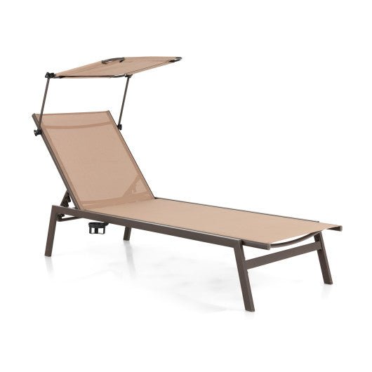  - Outdoor Chaise Lounge Chair with Sunshade and 6 Adjustable Position - Outdoor Style Company