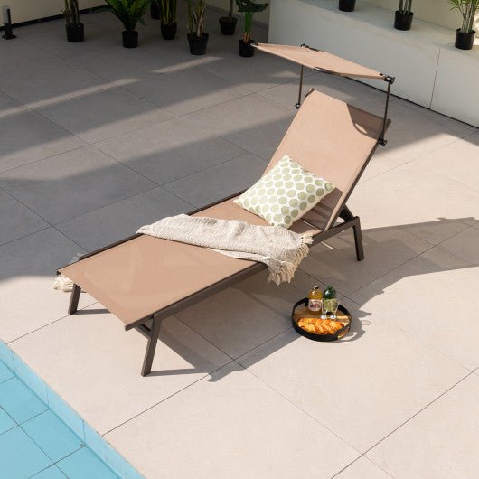  - Outdoor Chaise Lounge Chair with Sunshade and 6 Adjustable Position - Outdoor Style Company