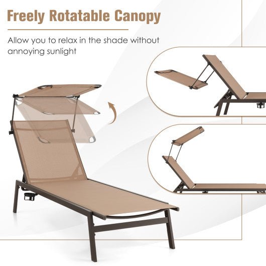  - Outdoor Chaise Lounge Chair with Sunshade and 6 Adjustable Position - Outdoor Style Company