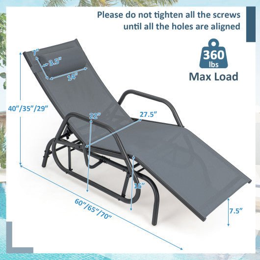  - Outdoor Chaise Lounge Glider Chair with Armrests and Pillow - Outdoor Style Company