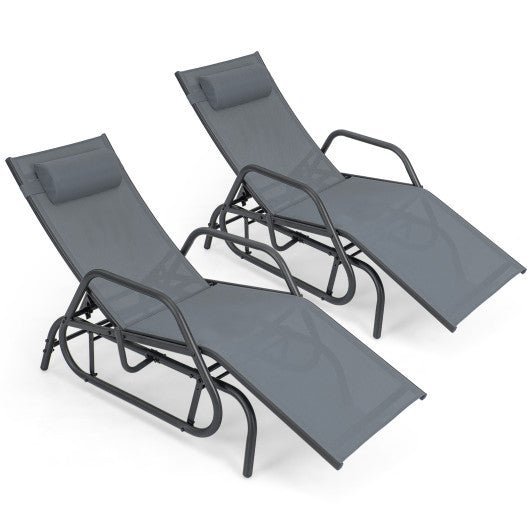  - Outdoor Chaise Lounge Glider Chair with Armrests and Pillow - Outdoor Style Company