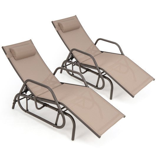  - Outdoor Chaise Lounge Glider Chair with Armrests and Pillow - Outdoor Style Company