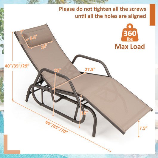  - Outdoor Chaise Lounge Glider Chair with Armrests and Pillow - Outdoor Style Company