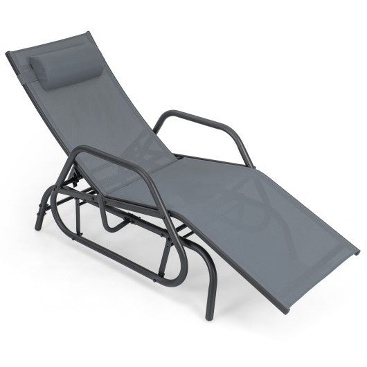  - Outdoor Chaise Lounge Glider Chair with Armrests and Pillow - Outdoor Style Company