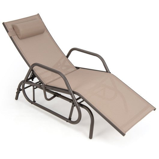  - Outdoor Chaise Lounge Glider Chair with Armrests and Pillow - Outdoor Style Company