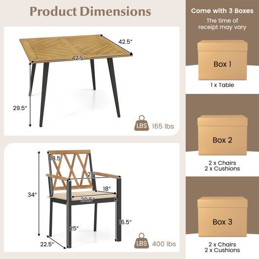  - Outdoor Dining Table and Chairs with Cushions and 1.9 inches Umbrella Hole - Outdoor Style Company