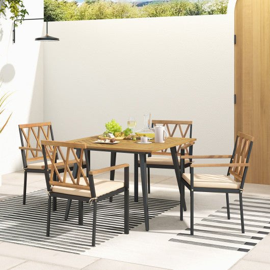  - Outdoor Dining Table and Chairs with Cushions and 1.9 inches Umbrella Hole - Outdoor Style Company