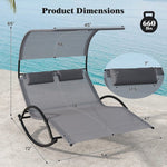  - Outdoor Dual Rocker Sunbed 2 - Person Canopied Patio Lounger with Detachable Headrests - Outdoor Style Company